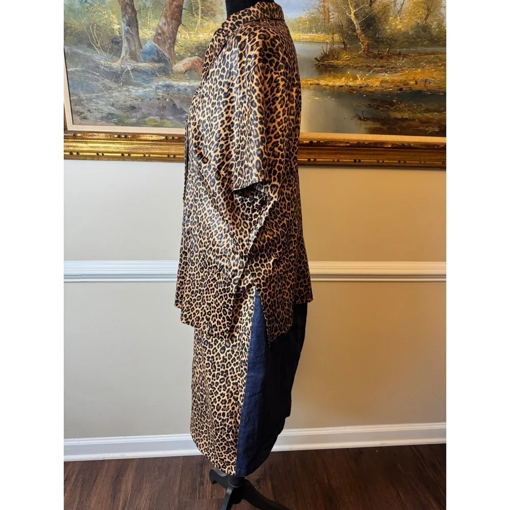 G.D.S. Goddess Leopard Print Shirt & Particulars Denim Back Skirt Set 2X 20